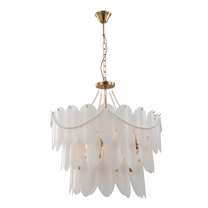 3-tier vintage luxury chandelier na may mga perlas