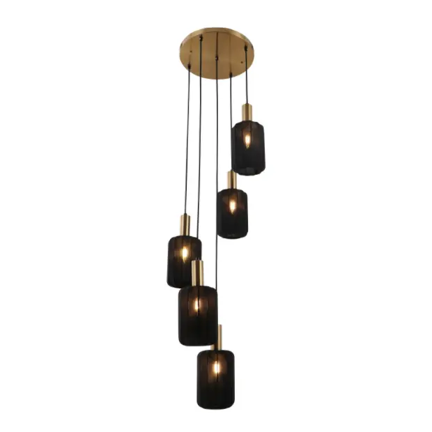 5-light copper pendant light