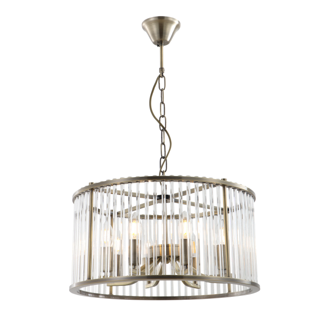 8-light antigong tanso na hawla chandelier na may mga rod rod