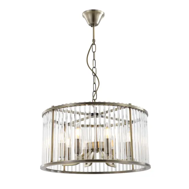 8-light antigong tanso na hawla chandelier na may mga rod rod