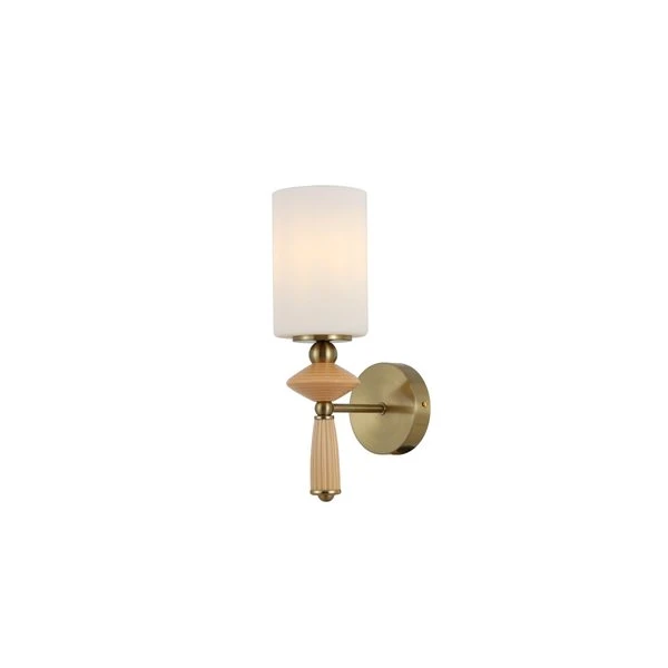 Brass Wall Sconce na may Opal Glass Shade