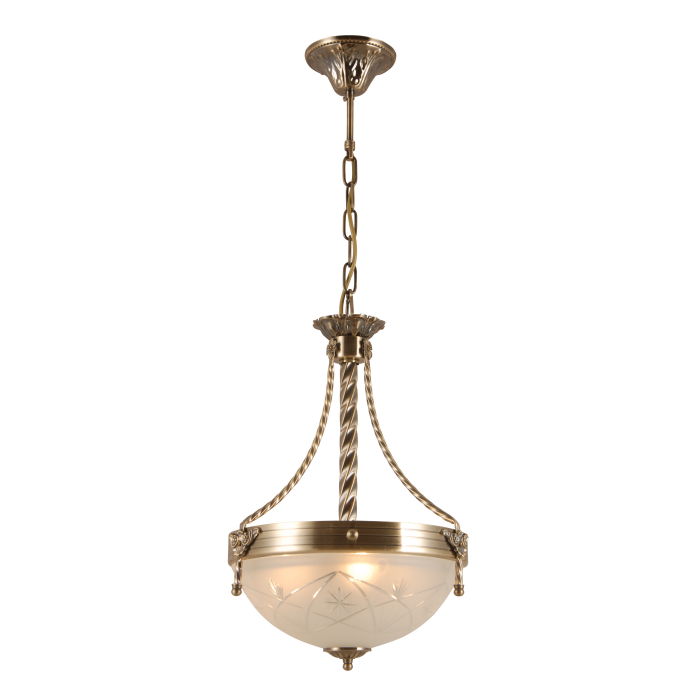 Copper tapusin na inukit na glass retro chandelier