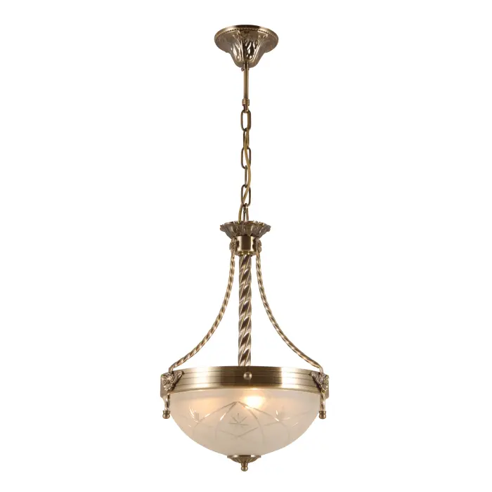 Copper tapusin na inukit na glass retro chandelier