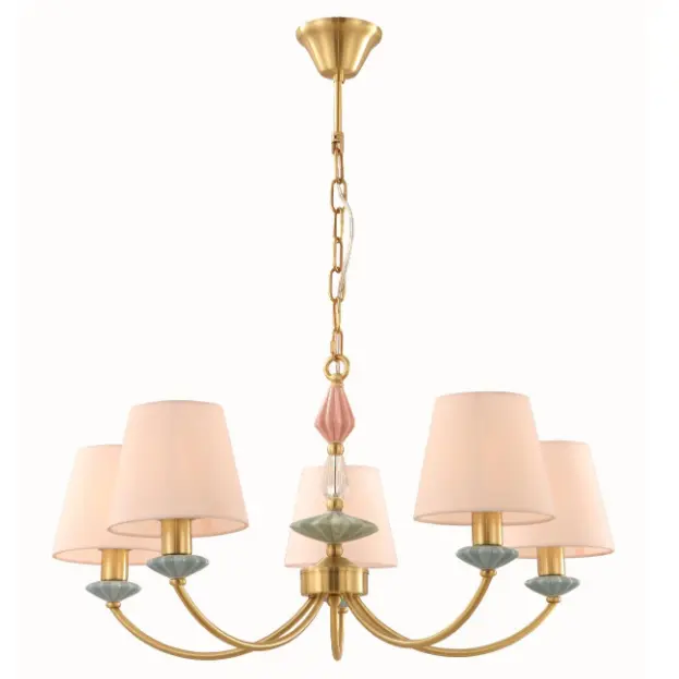 Elegant 5-light ceramic chandelier na may adjustable chain