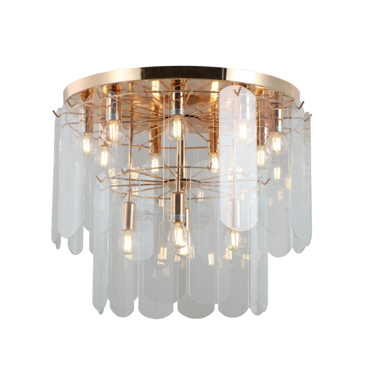 Luxury Two-Tiers Gold Flush Mount Chandelier