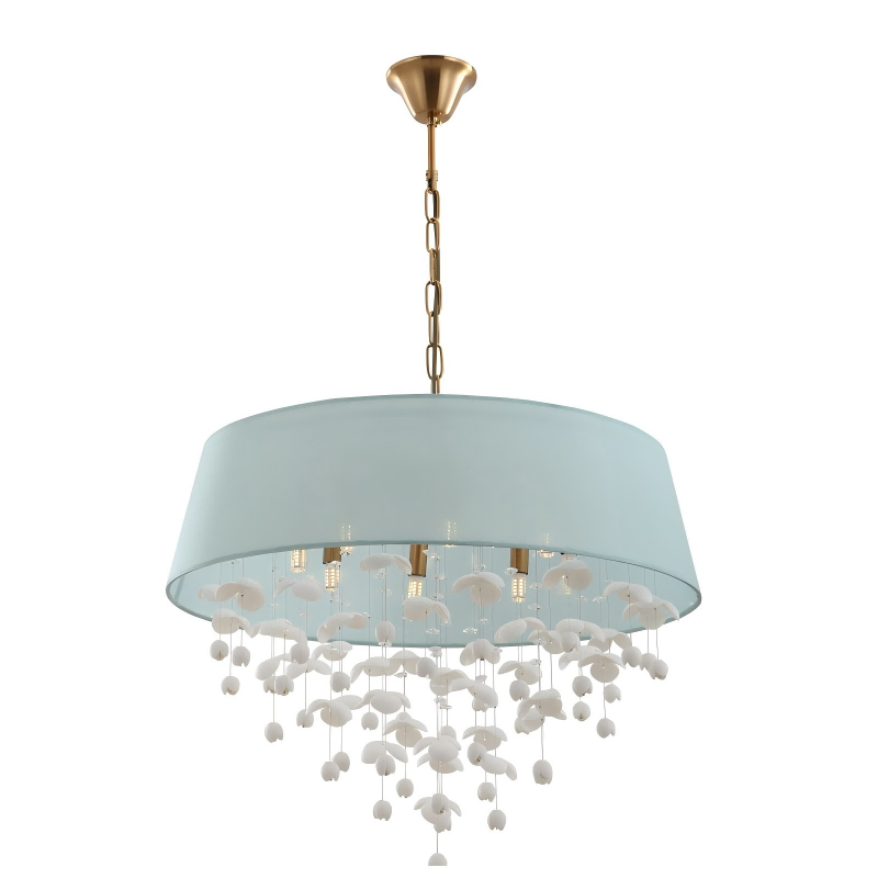 Modernong Porcelain Drum Shade 8-lights Chandelier Para sa Sala