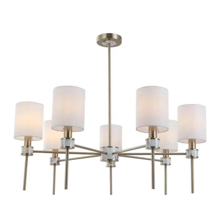 Multi-lights off-white cylindrical tela shade tanso na nakabitin chandelier