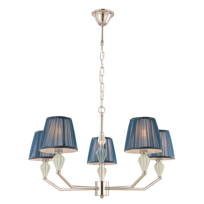 Navy Blue 5-light drum chandelier na may ceramic accent