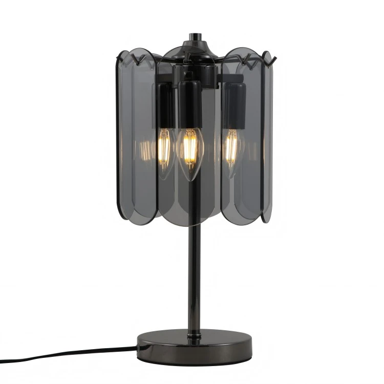 Mausok na Salamin 3-ilaw na Table Lamp Para sa Bedside