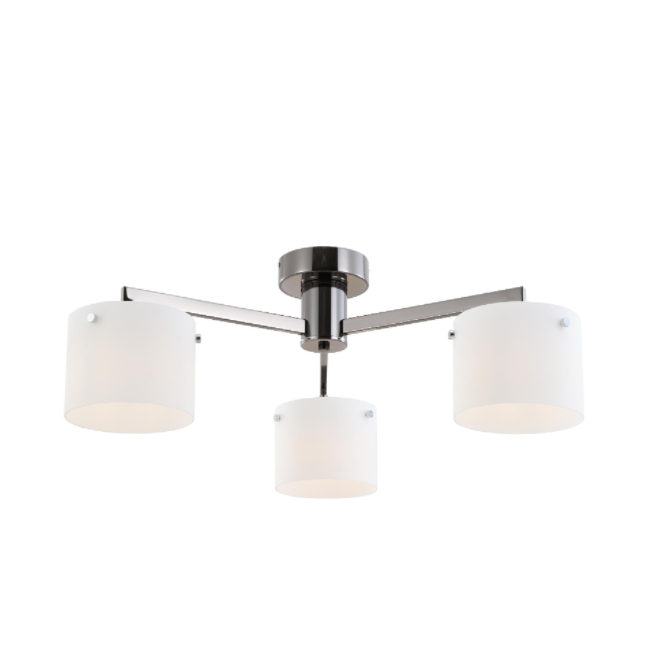 Three-lights Black Chrome White Glass Ceiling Lamp